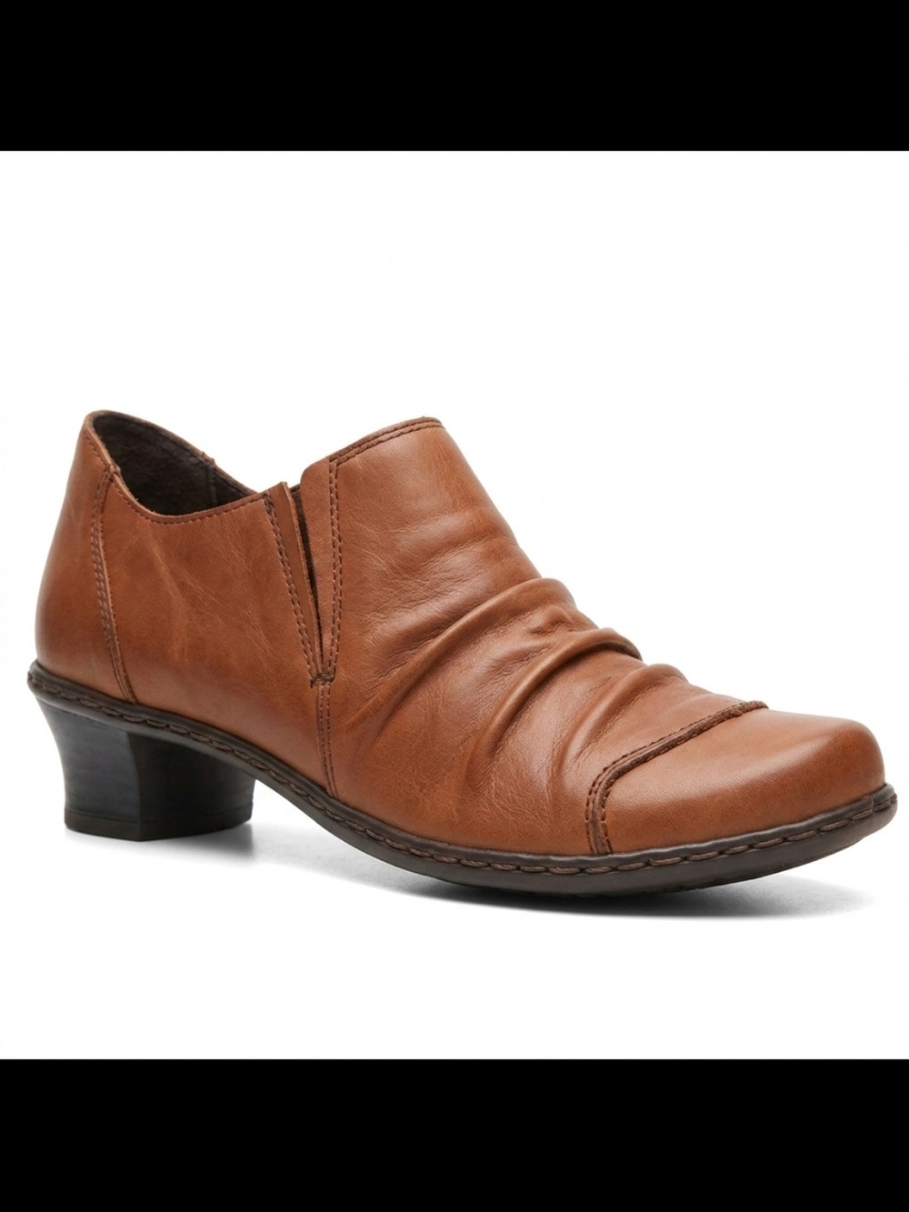 Rieker Women's Louise 80, Genuine Leather in Cognac Brown Slip-On Loafer